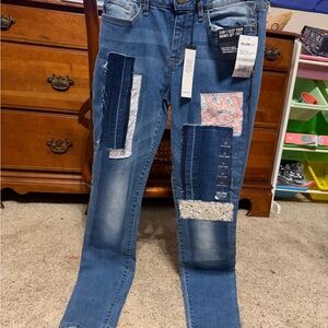 William Rast Straight Leg Patchwork Jeans - Blue and Multicolor NWT